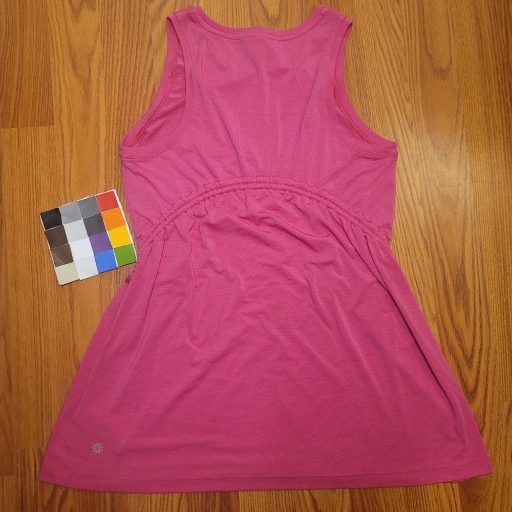 Athleta Air Out Cinch Tank Top Sz XS Salvia Pink Semi Fitted Long UPF 25+ Modal - Picture 8 of 16